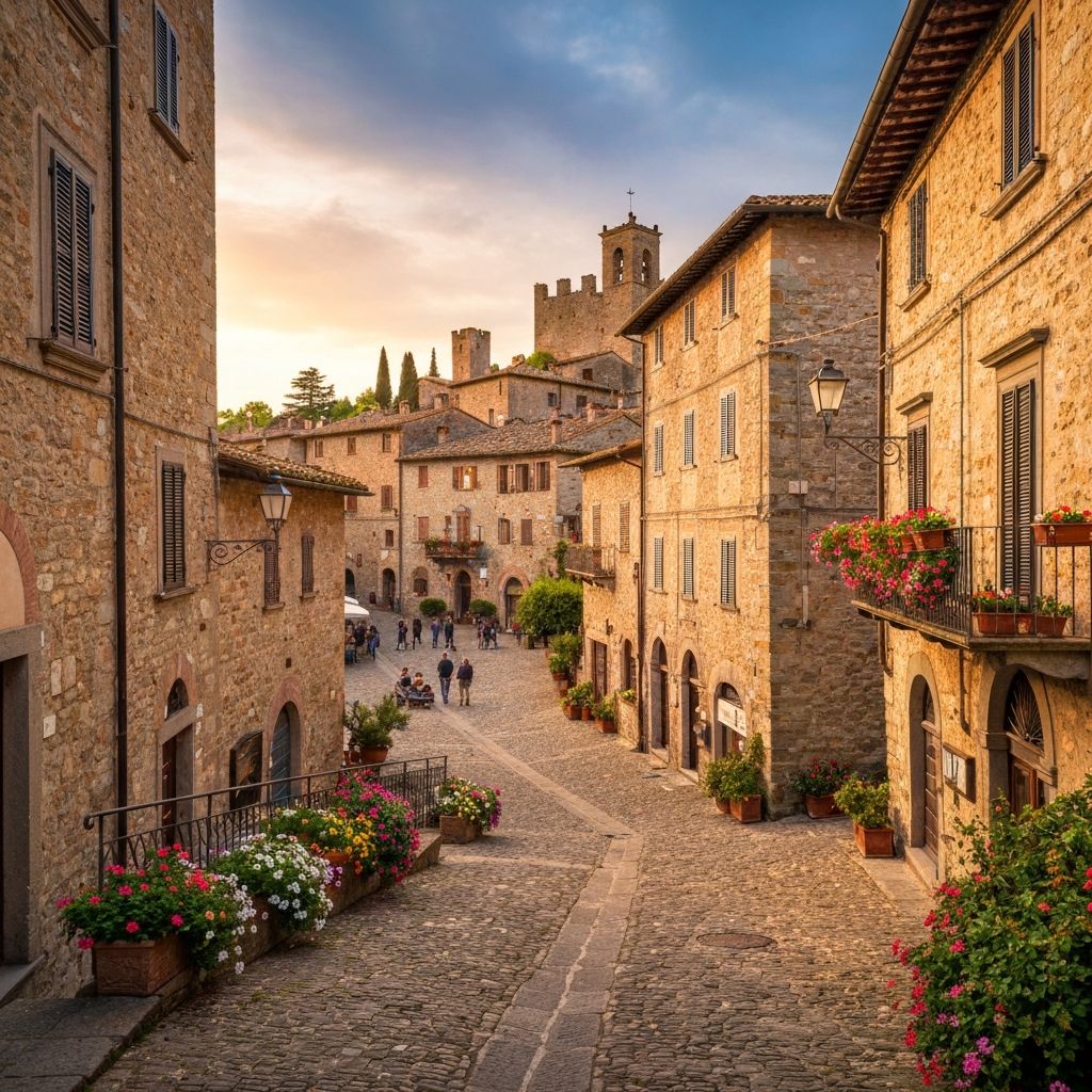 Borgo italiano medievale in primavera